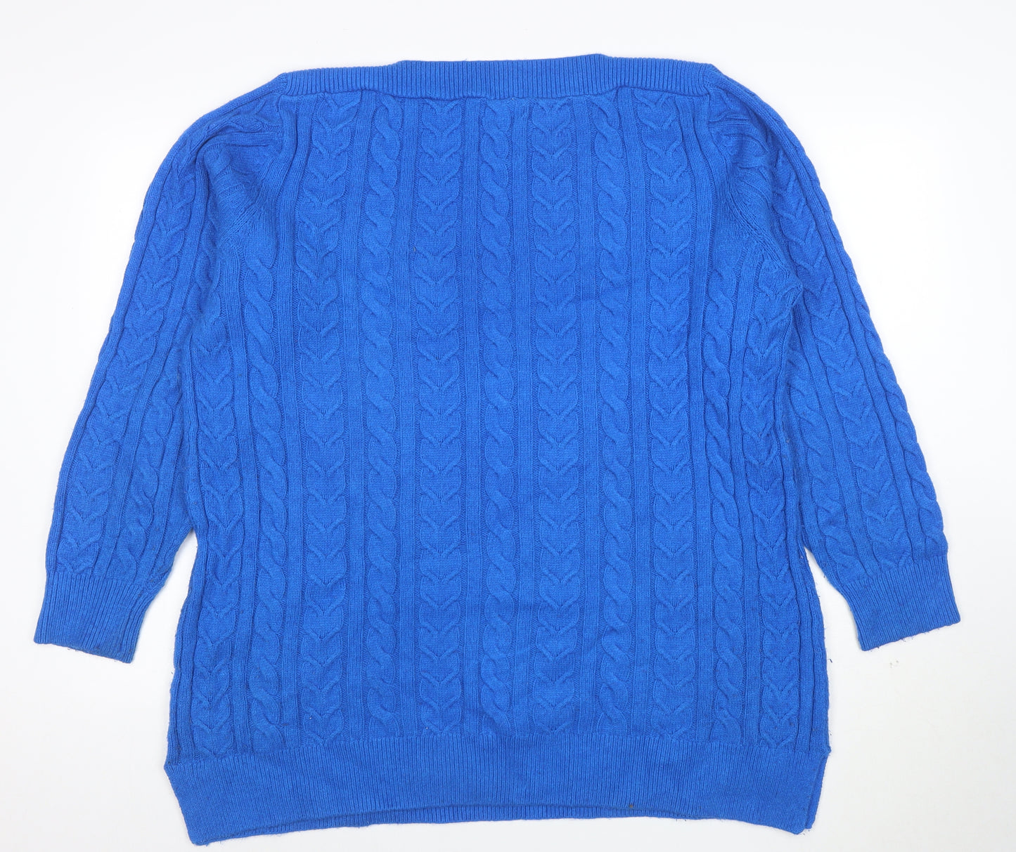 Coliton Traders Women's Blue Cable-Knit Jumper Size 20
