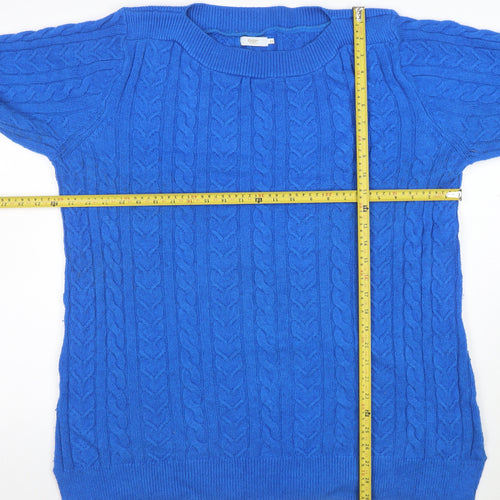 Coliton Traders Women's Blue Cable-Knit Jumper Size 20