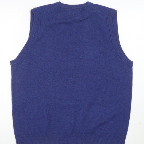 Marks and Spencer Blue Harbour Men's Blue Lambswool V-Neck Vest M