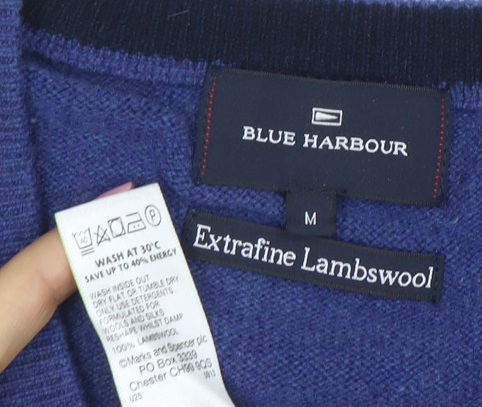 Marks and Spencer Blue Harbour Men's Blue Lambswool V-Neck Vest M