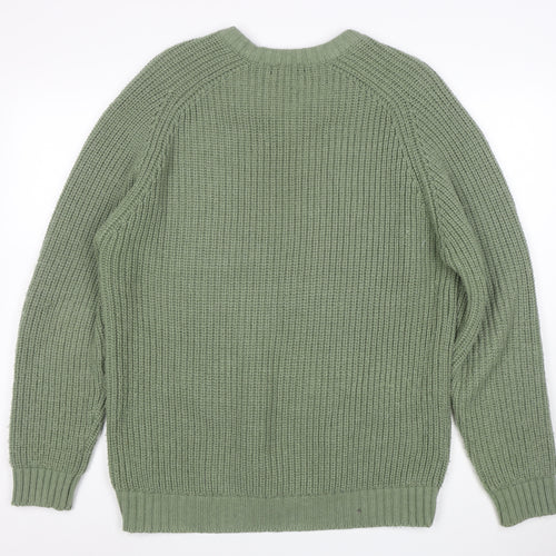 P.G. Field Men's Green Chunky Knit V-Neck Jumper Size M