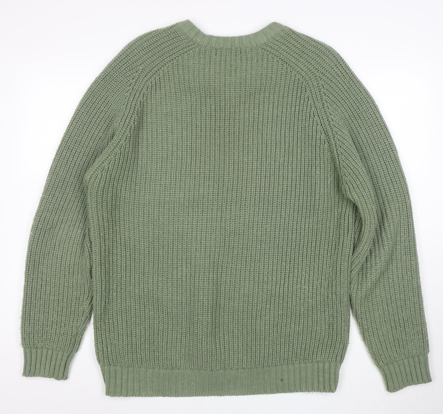 P.G. Field Men's Green Chunky Knit V-Neck Jumper Size M