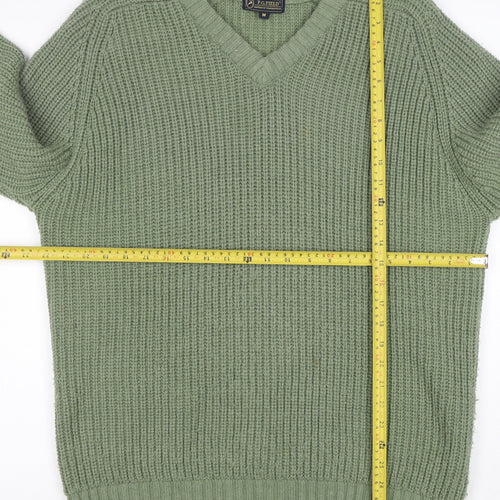 P.G. Field Men's Green Chunky Knit V-Neck Jumper Size M