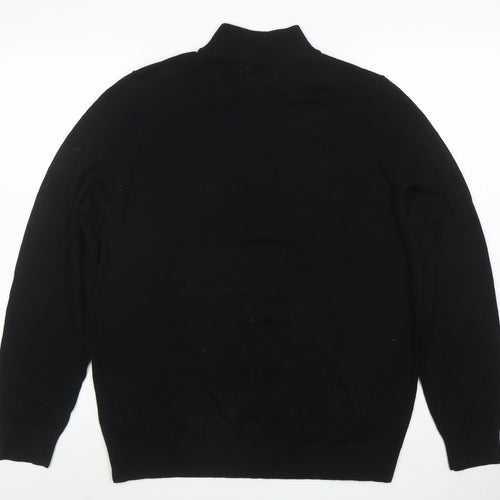 Marks and Spencer Men's Black Merino Wool Half Zip Jumper L