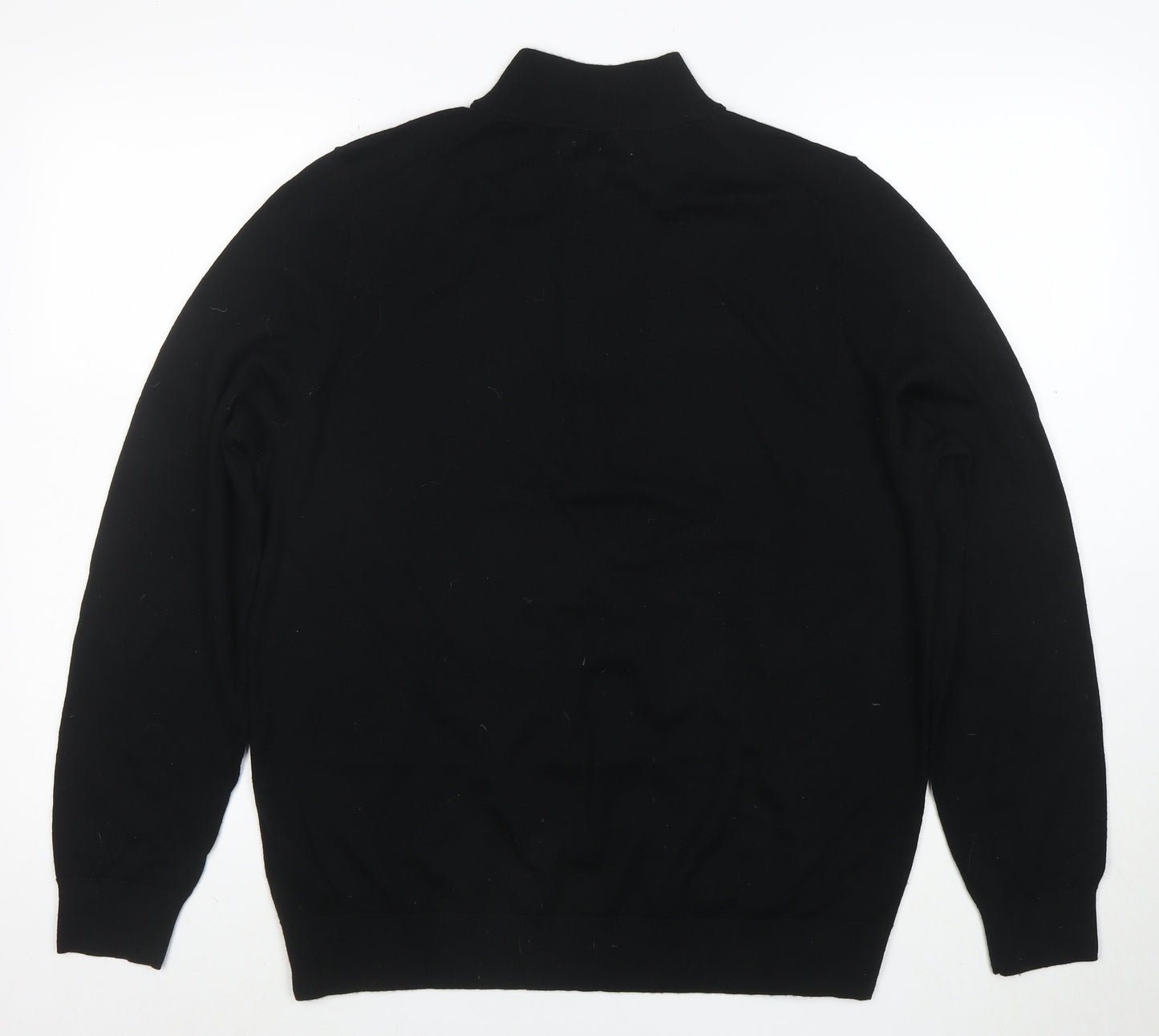 Marks and Spencer Men's Black Merino Wool Half Zip Jumper L
