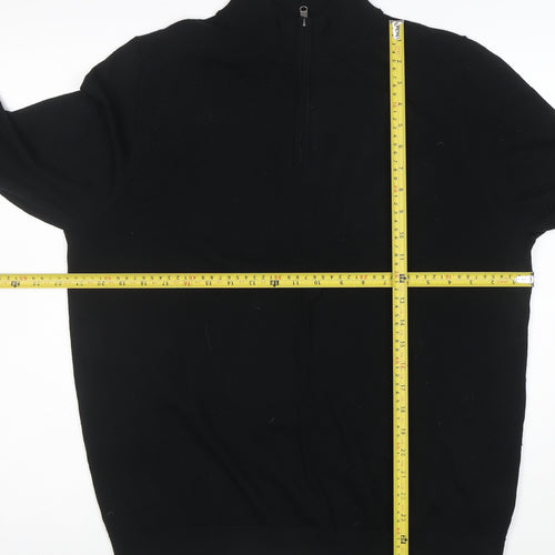 Marks and Spencer Men's Black Merino Wool Half Zip Jumper L