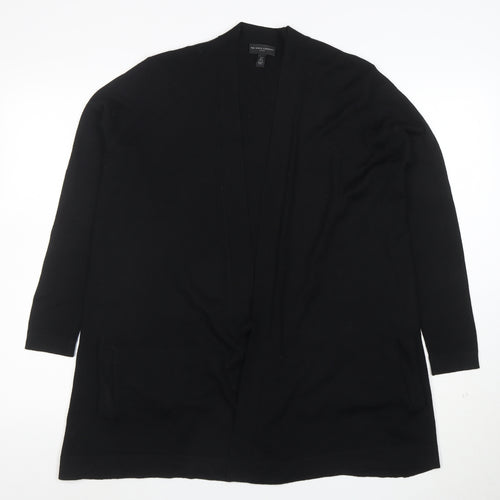 The White Company Women's Black Merino Wool Longline Cardigan Size 10