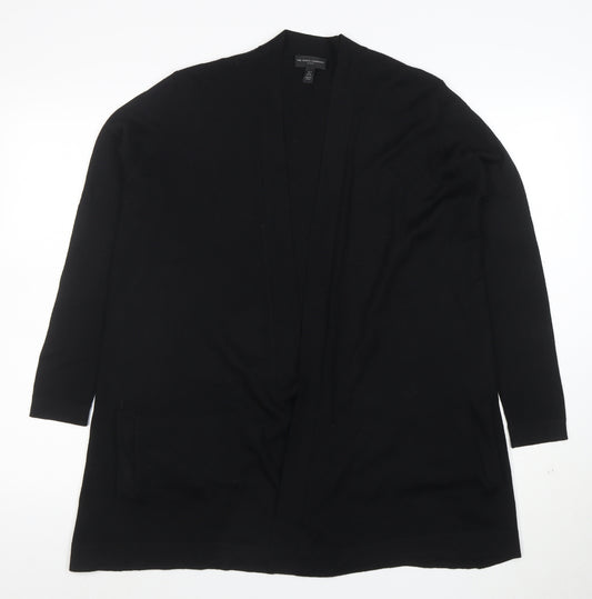 The White Company Women's Black Merino Wool Longline Cardigan Size 10