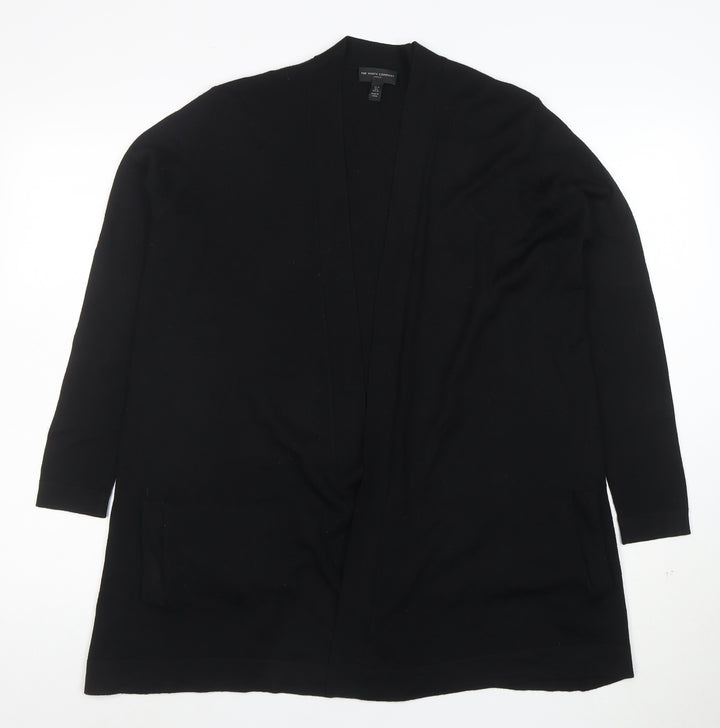 The White Company Women's Black Merino Wool Longline Cardigan Size 10