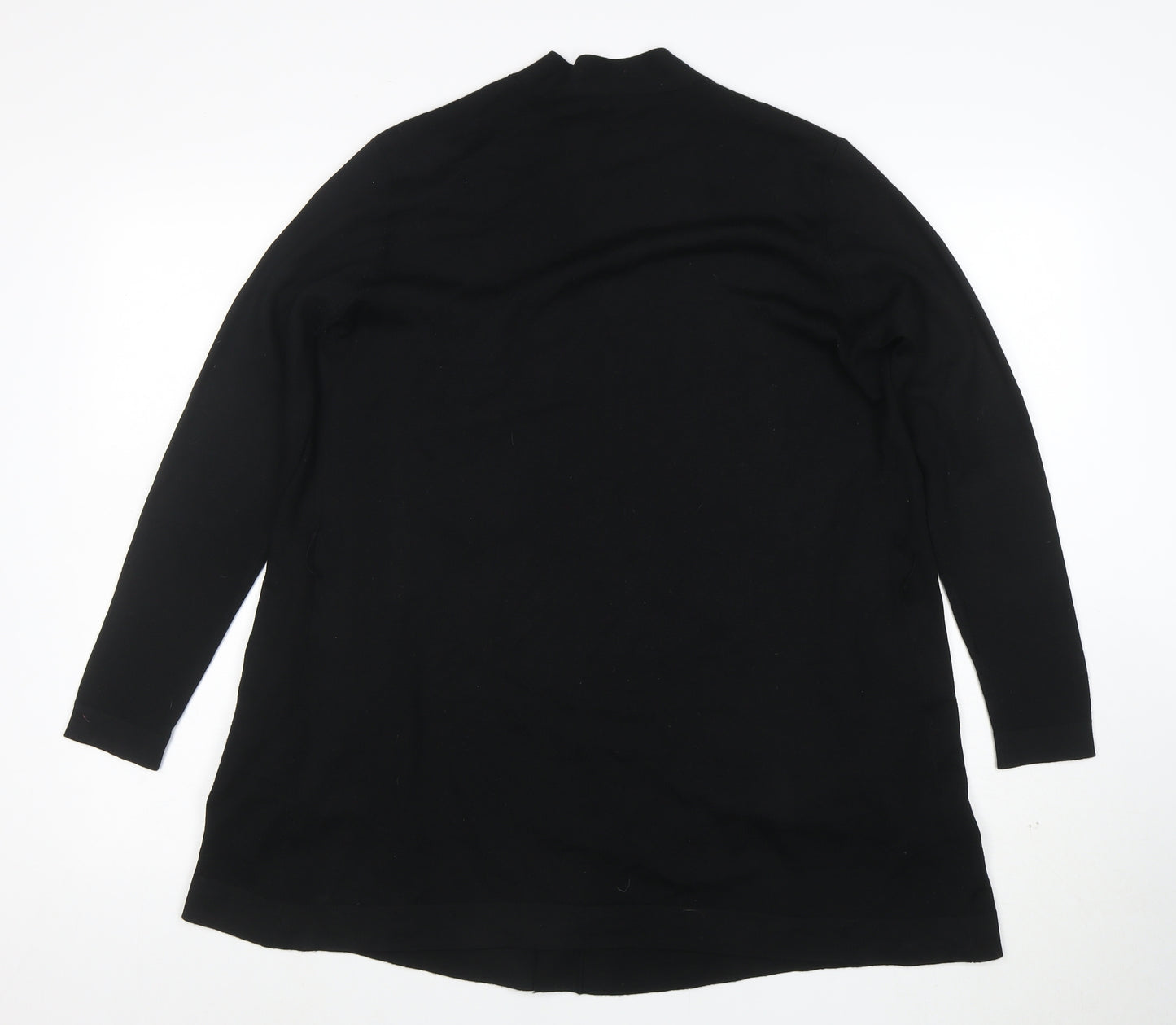 The White Company Women's Black Merino Wool Longline Cardigan Size 10