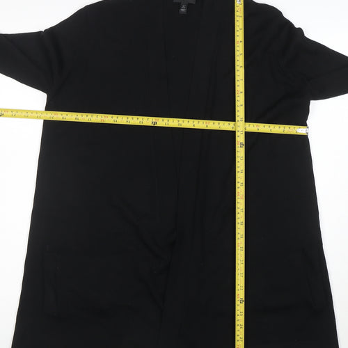 The White Company Women's Black Merino Wool Longline Cardigan Size 10