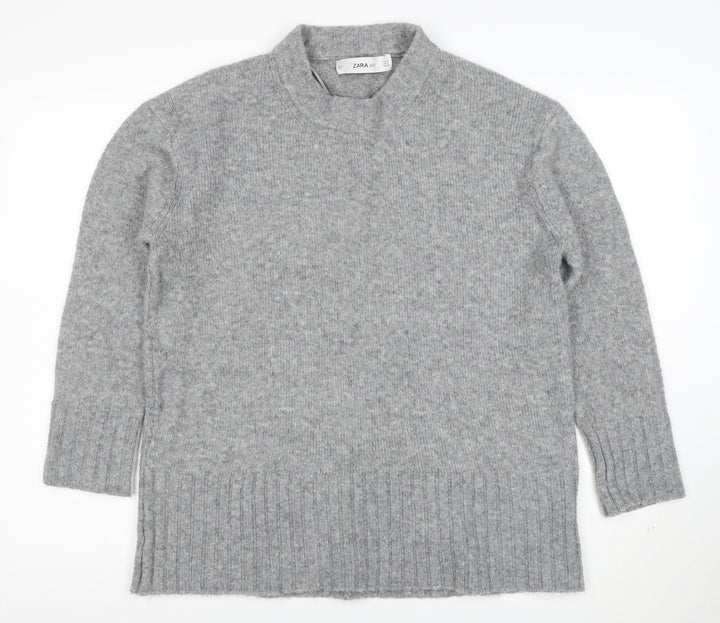 Zara Women Grey High Neck Knit Jumper Size S
