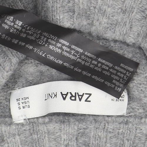 Zara Women Grey High Neck Knit Jumper Size S