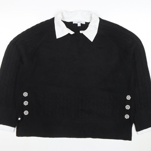 Next Women’s Black Collared Cable-Knit Jumper Size 16