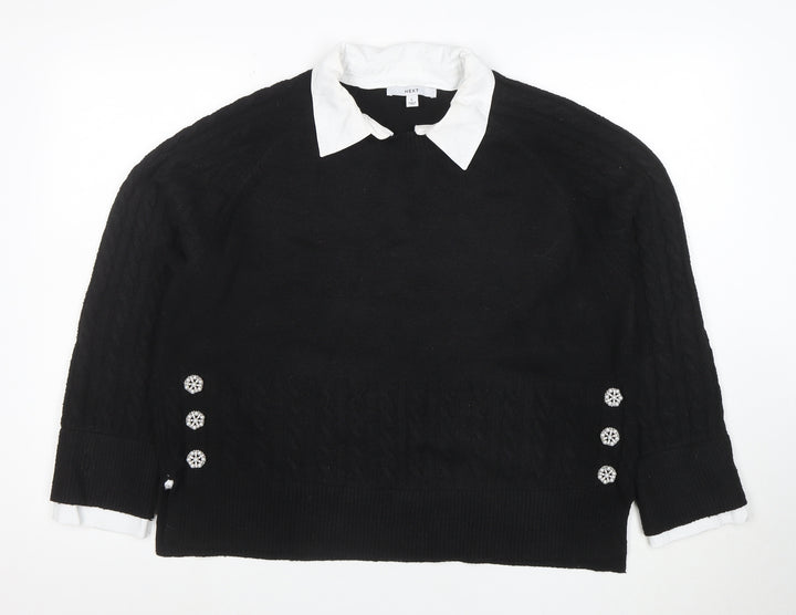 Next Women’s Black Collared Cable-Knit Jumper Size 16