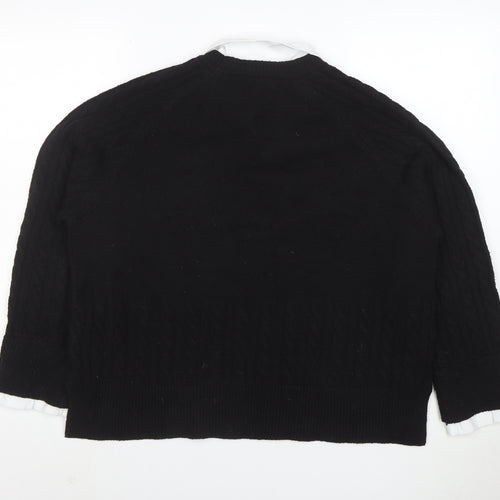Next Women’s Black Collared Cable-Knit Jumper Size 16