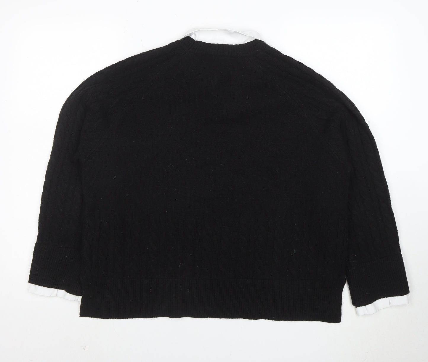 Next Women’s Black Collared Cable-Knit Jumper Size 16