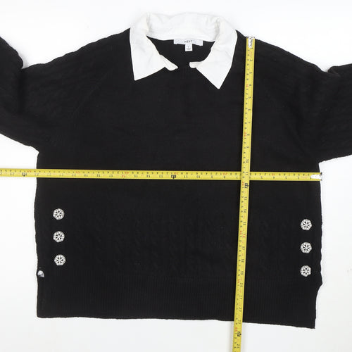 Next Women’s Black Collared Cable-Knit Jumper Size 16