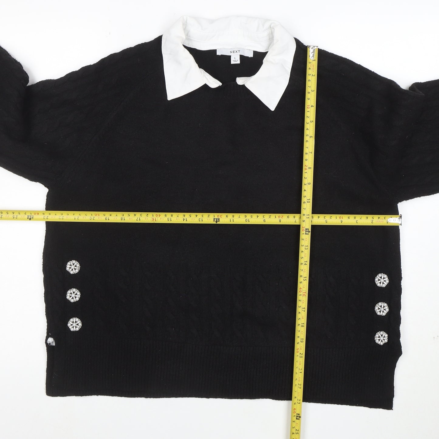 Next Women’s Black Collared Cable-Knit Jumper Size 16