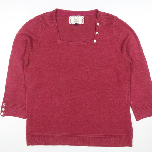Maine New England Women’s Red Square Neck Knit Jumper Size 14