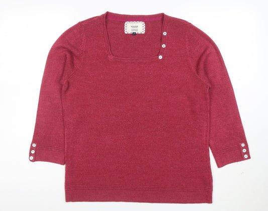 Maine New England Women’s Red Square Neck Knit Jumper Size 14