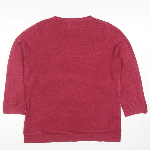 Maine New England Women’s Red Square Neck Knit Jumper Size 14