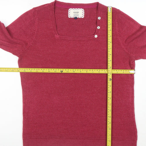 Maine New England Women’s Red Square Neck Knit Jumper Size 14