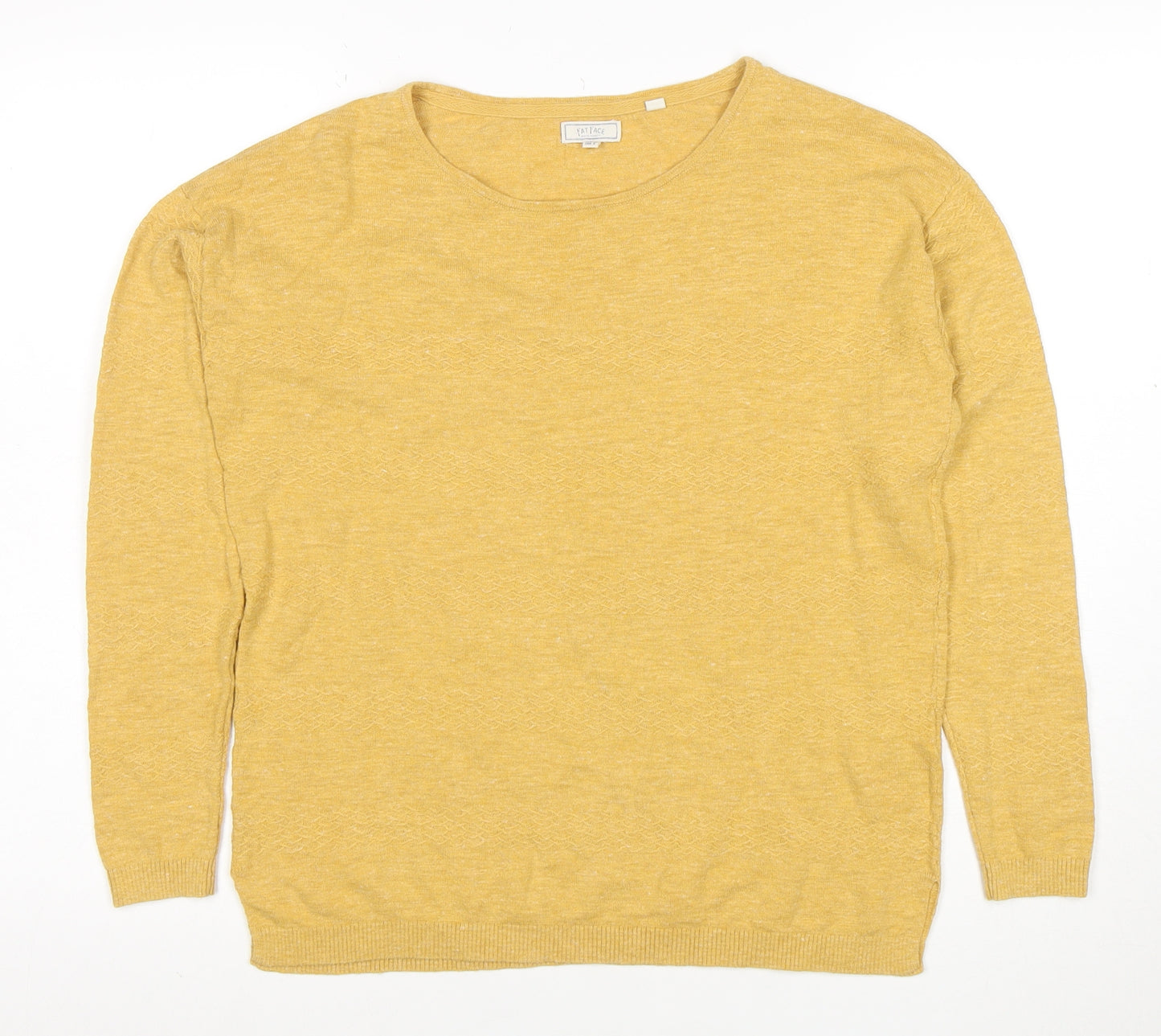 FatFace Women’s Yellow Cotton Linen Pullover Jumper UK 8