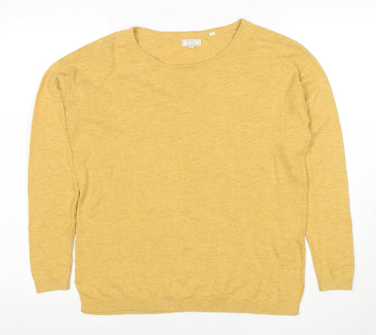 FatFace Women’s Yellow Cotton Linen Pullover Jumper UK 8