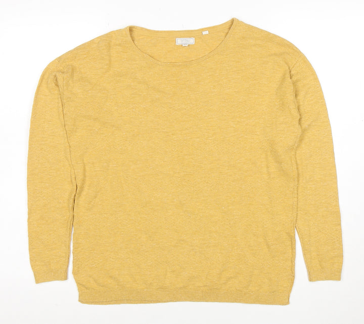 FatFace Women’s Yellow Cotton Linen Pullover Jumper UK 8