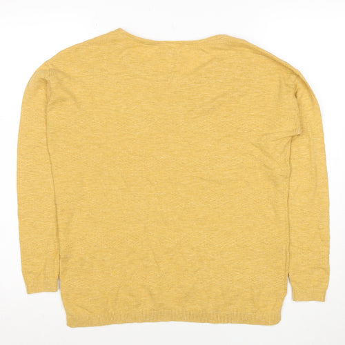 FatFace Women’s Yellow Cotton Linen Pullover Jumper UK 8