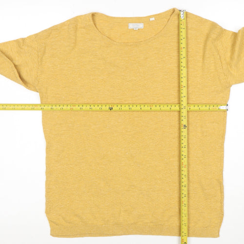 FatFace Women’s Yellow Cotton Linen Pullover Jumper UK 8
