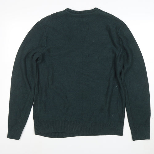 GAP Men's Green Cable-Knit Crew Neck Cotton Jumper Size M