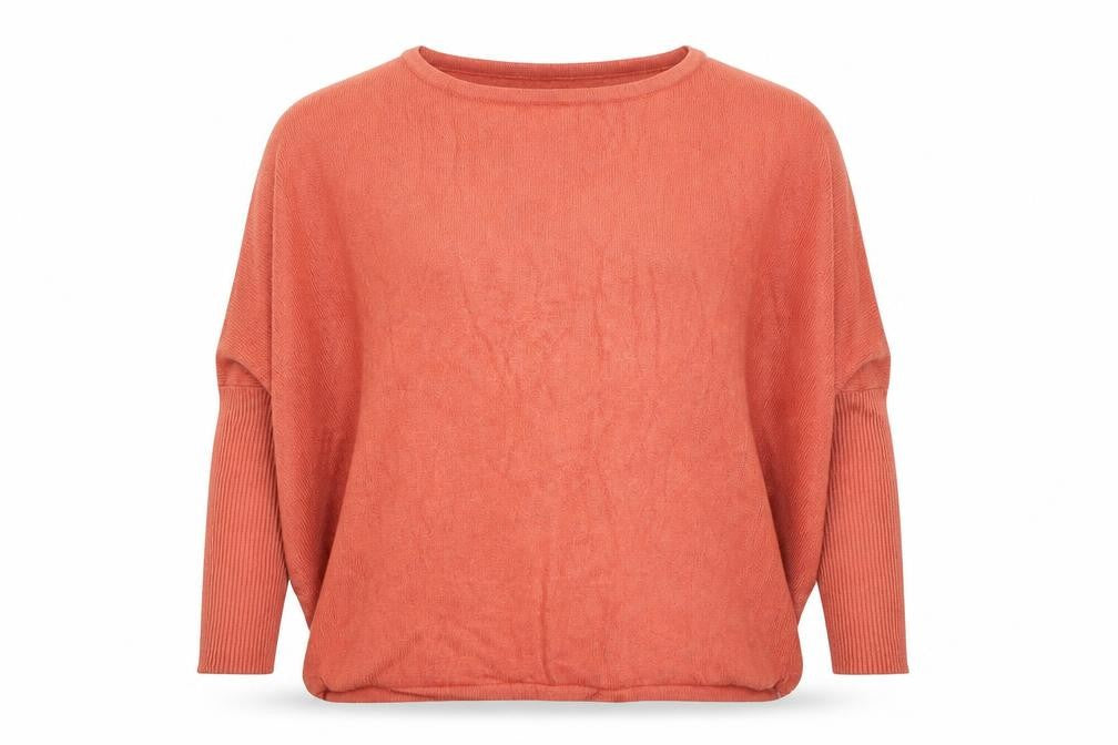 Front view of Saint Tropez Women’s Orange Relaxed Knit Blouse, size S