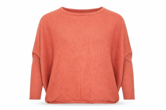 Front view of Saint Tropez Women’s Orange Relaxed Knit Blouse, size S