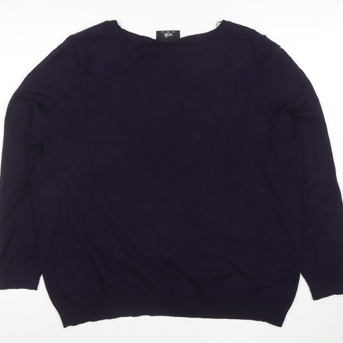 Wallis Women’s Purple Embroidered Floral Knit Blouse UK 18