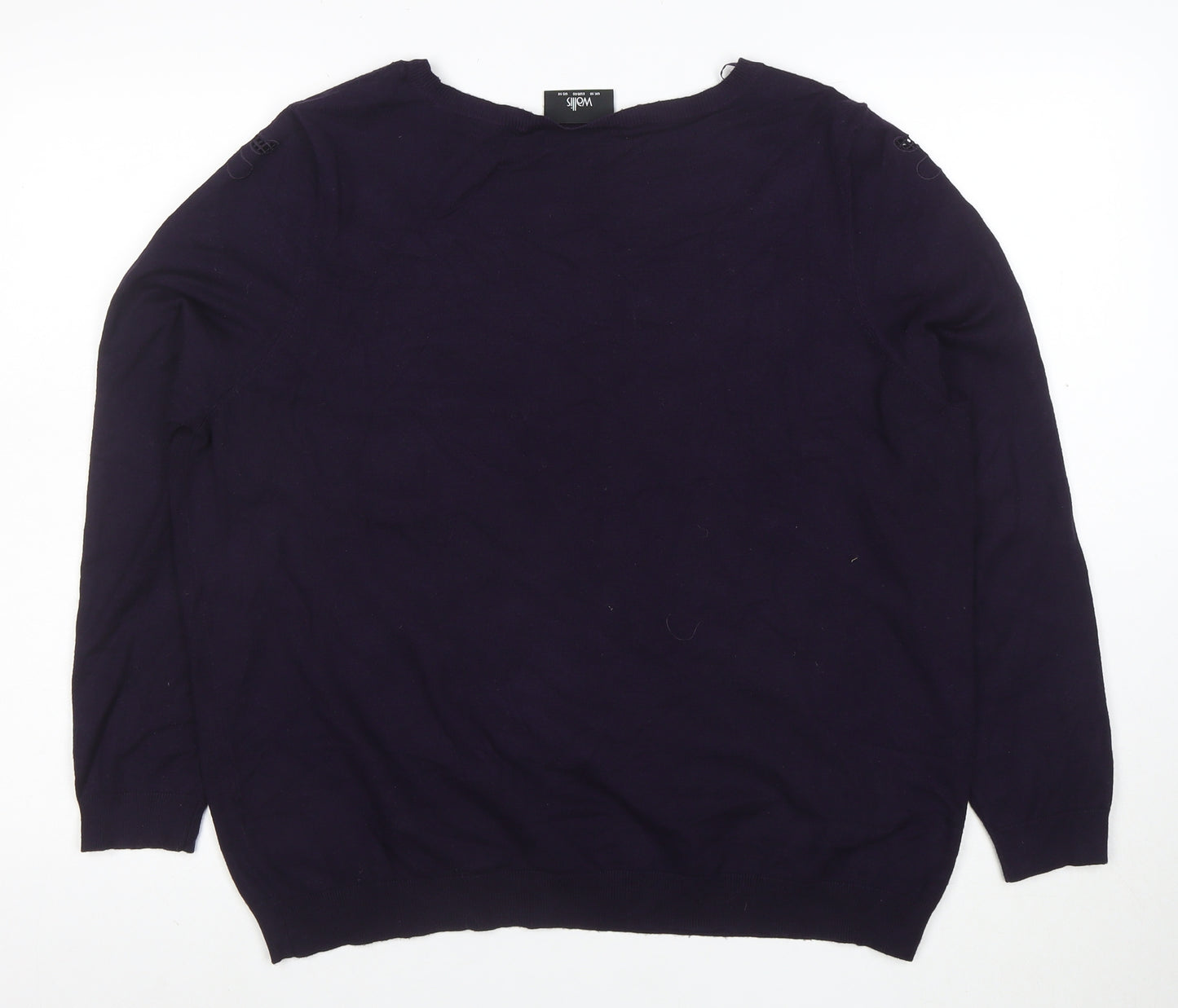 Wallis Women’s Purple Embroidered Floral Knit Blouse UK 18