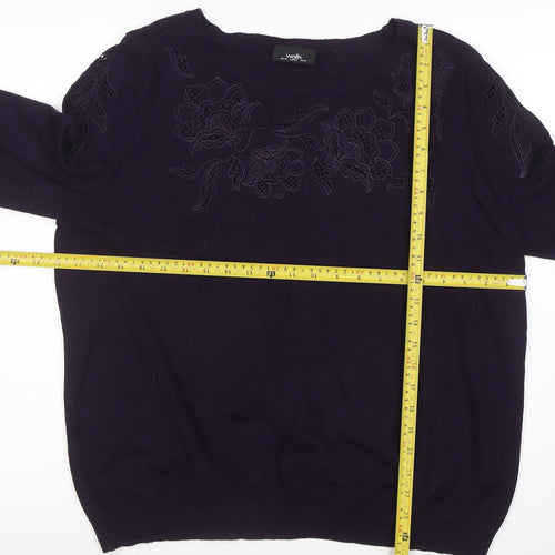Wallis Women’s Purple Embroidered Floral Knit Blouse UK 18