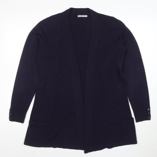 Marks and Spencer Women Navy Blue Longline Cardigan Size 14 Acrylic Knit