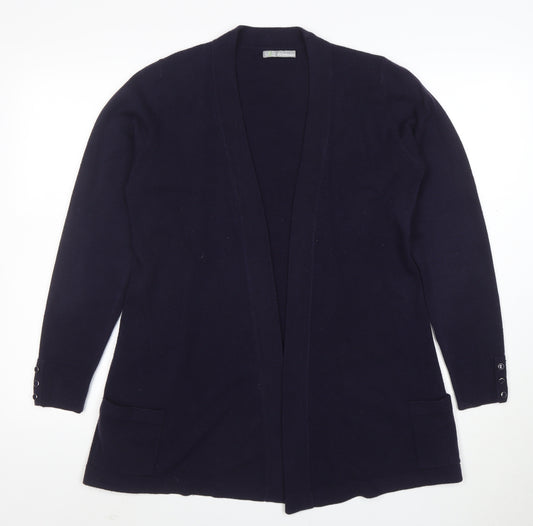 Marks and Spencer Women Navy Blue Longline Cardigan Size 14 Acrylic Knit