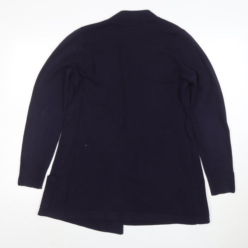 Marks and Spencer Women Navy Blue Longline Cardigan Size 14 Acrylic Knit