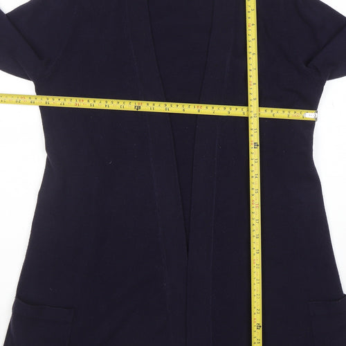 Marks and Spencer Women Navy Blue Longline Cardigan Size 14 Acrylic Knit