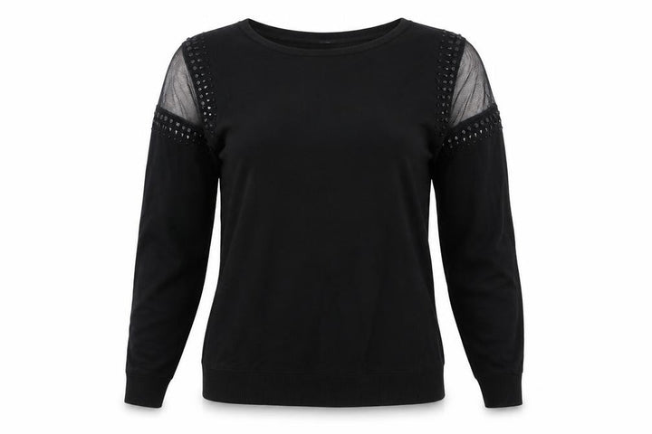 Wallis Women Black Beaded Cold Shoulder Long Sleeve Blouse Size 12