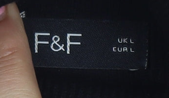 F&F Women Black L Roll Neck Sleeveless Knit Jumper