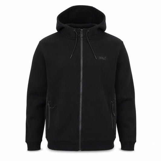 Front view of Everlast Men's Black Full Zip Hoodie XL Sports Fleece