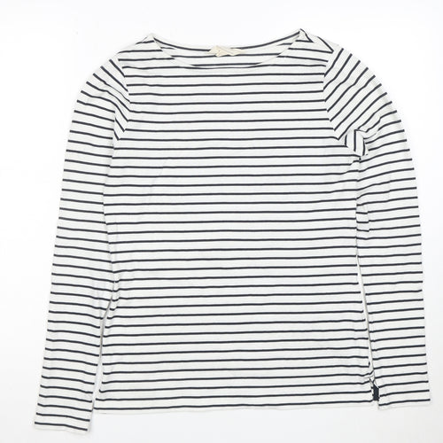 Mountain Warehouse Womens White Navy Striped Long Sleeve Cotton Top S