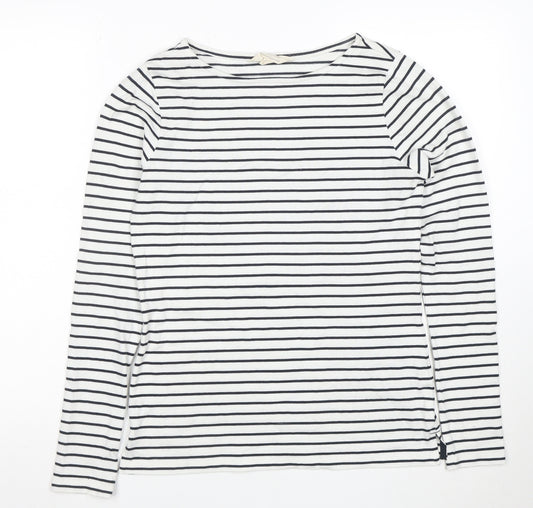 Mountain Warehouse Womens White Navy Striped Long Sleeve Cotton Top S