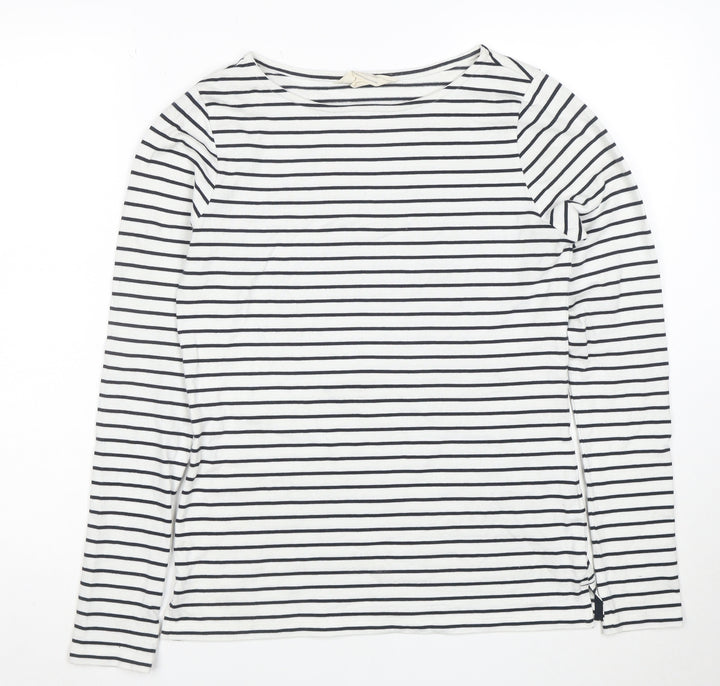 Mountain Warehouse Womens White Navy Striped Long Sleeve Cotton Top S