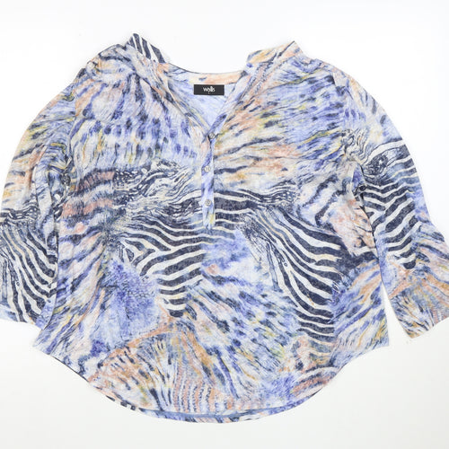 Wallis Women's Multicoloured Animal Print 3/4 Sleeve Tunic Blouse Size L