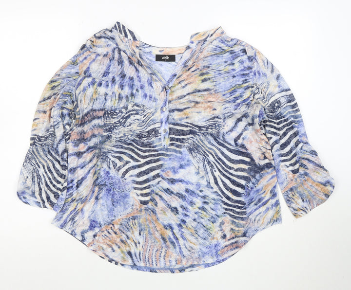 Wallis Women's Multicoloured Animal Print 3/4 Sleeve Tunic Blouse Size L